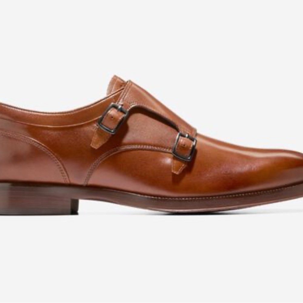 Men's Cole Haan Brown Leather Double Monk Strap Shoes. 11